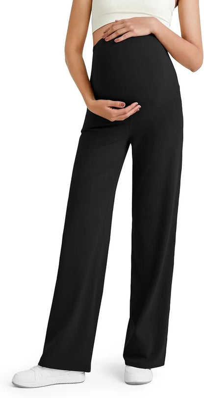Pregnant Woman's Summer Lightweight Wide-leg Pants with Built-in Support for the Abdomen