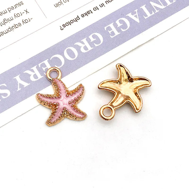 Hot Sale Natural Crafts Alloy Ocean Starfish Conch Seashell Enamel for DIY Nautical Jewelry Making Home Decoration