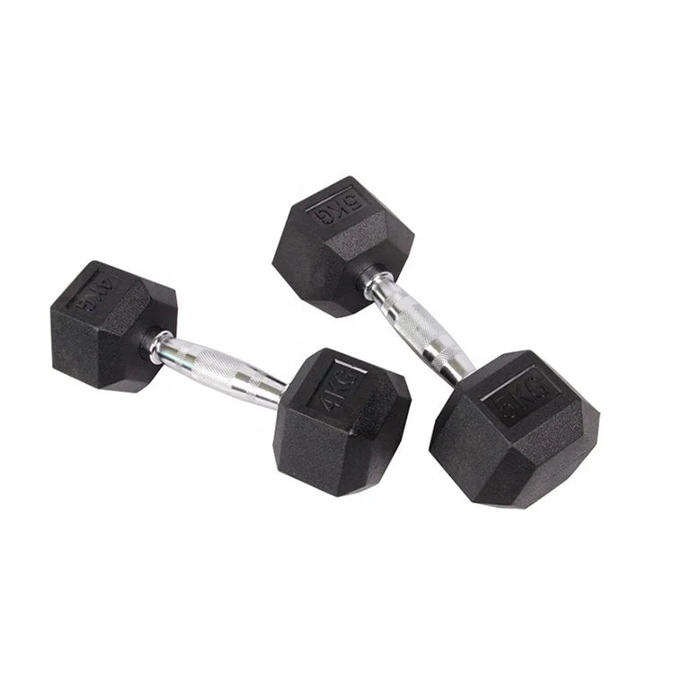 Hot Sales Gym Dumbbells Cast Iron for Gym Equipment Fixed Rubber Dumbbell Adjustable Barbell Hexagonal Rubber Coated Dumbbell