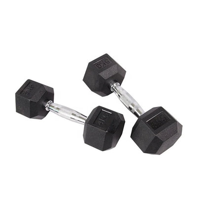 Hot Sales Gym Dumbbells Cast Iron for Gym Equipment Fixed Rubber Dumbbell Adjustable Barbell Hexagonal Rubber Coated Dumbbell