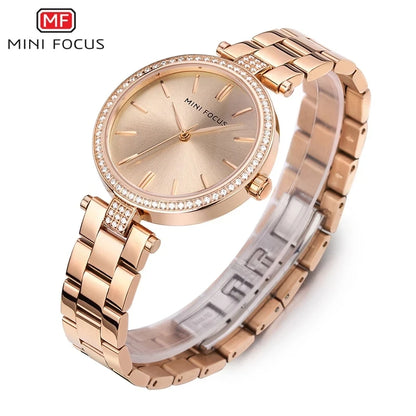 MINI FOCUS MF0039L Quartz Watch Design Luxury Waterproof Factory Alloy Case Stainless Steel / Leather Strap for Women Daily Use