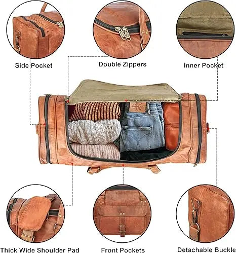 Luxury Zipper Duffle Bag Custom Pattern Genuine Leather for Men Women Business Outdoor Travel Designer Duffel Bag