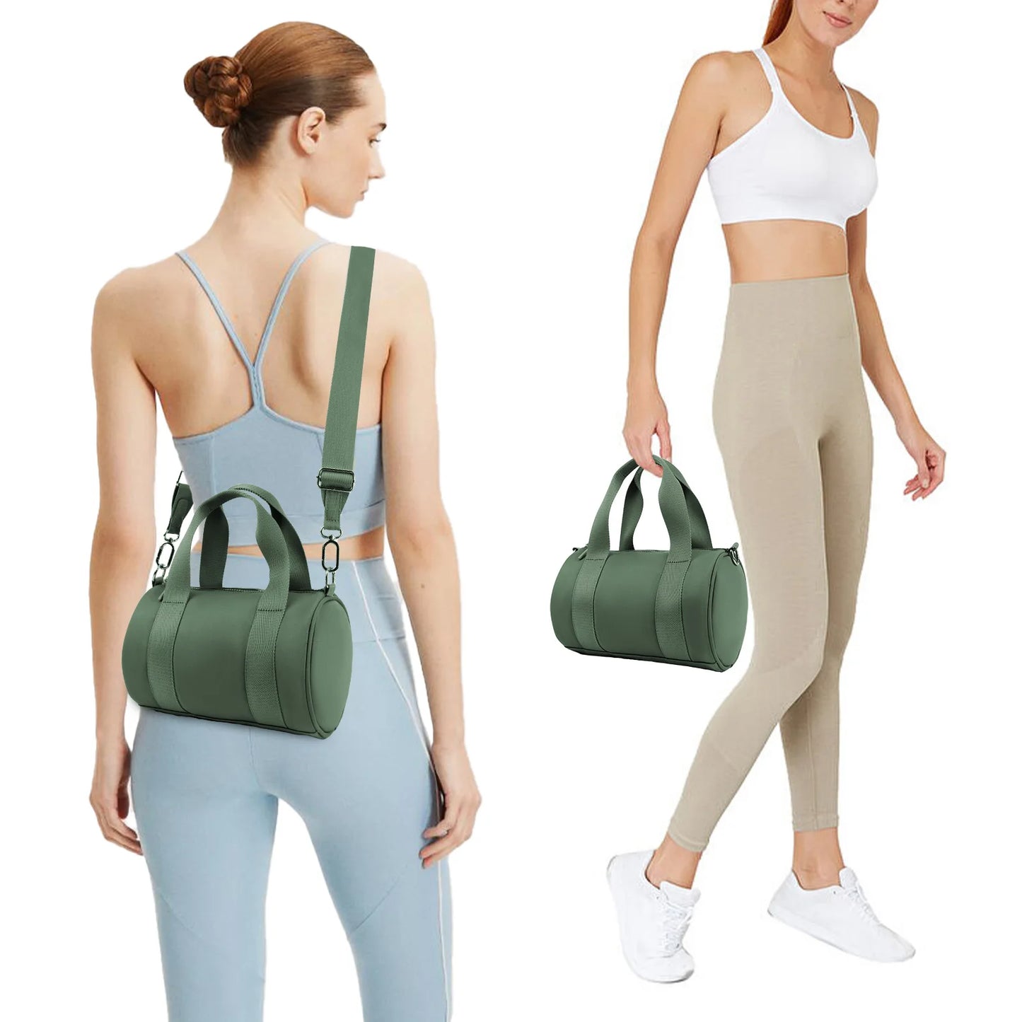 USA Warehouse Small Gym Bag  for Women Mini Duffel Bag for Travel  Workout Crossbody Bags Elastic Fabric Barrel Purse