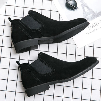 Suede Real Leather Grey Color Fashion Wedding Shoes Formal Ankle Genuine Leather Chelsea Boots