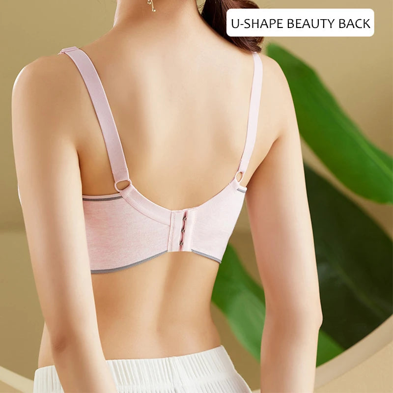 Wholesale LOGO Custom Modal Heart Pattern Front Open Comfort No Steel Ring Maternity Nursing Bra for Women
