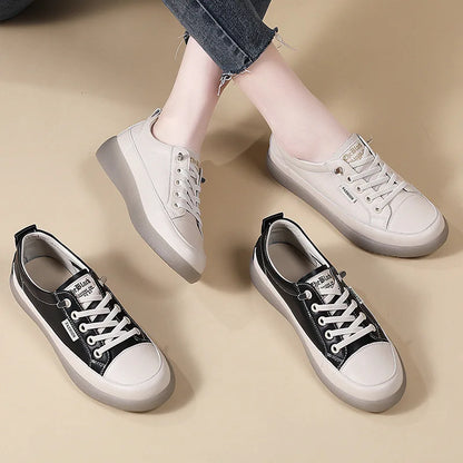 2026 Summer New Style Genuine Leather White for Women Flat Shoes That Are Not Tiring for Feet Lazy Shoes Fashionable Sneakers