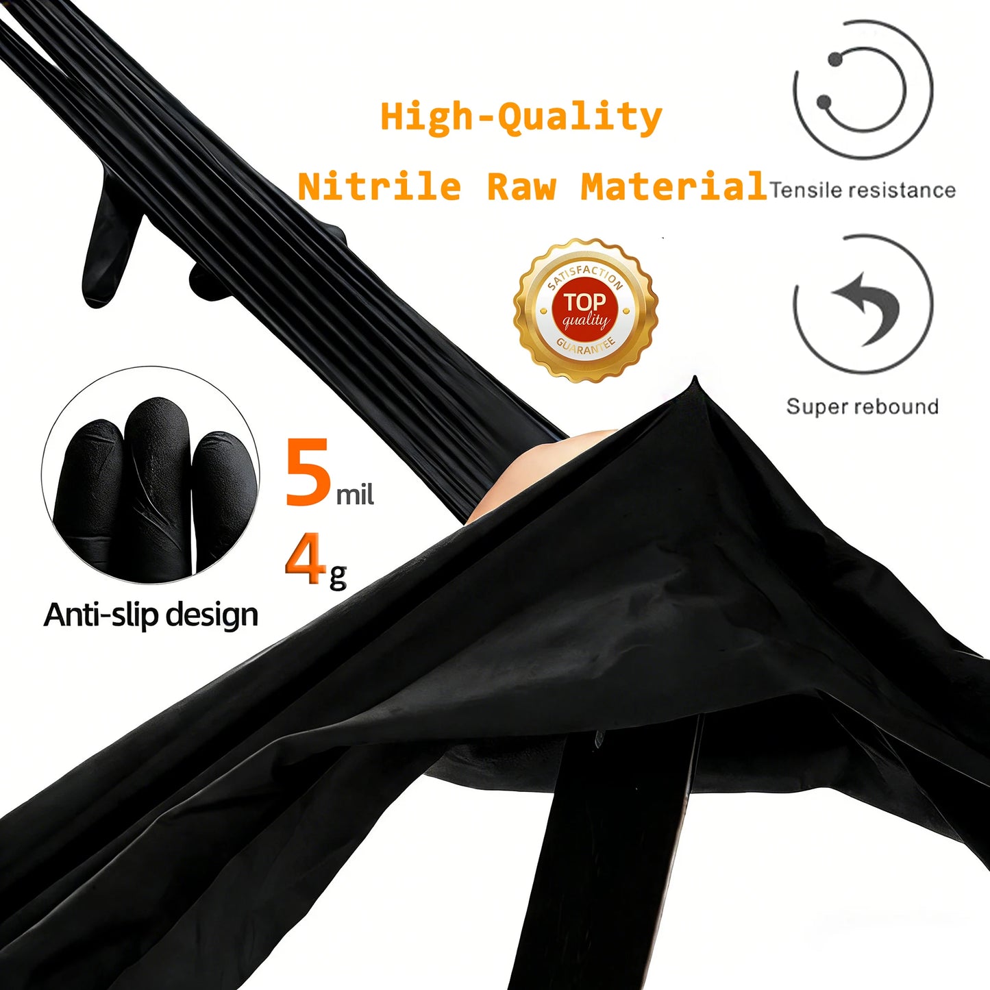 Anboson 5mil Nitrile Gloves with Secondary Dipping Disposable Guantes De Nitrilo for Salon Make up Tattoo and Laboratory Use