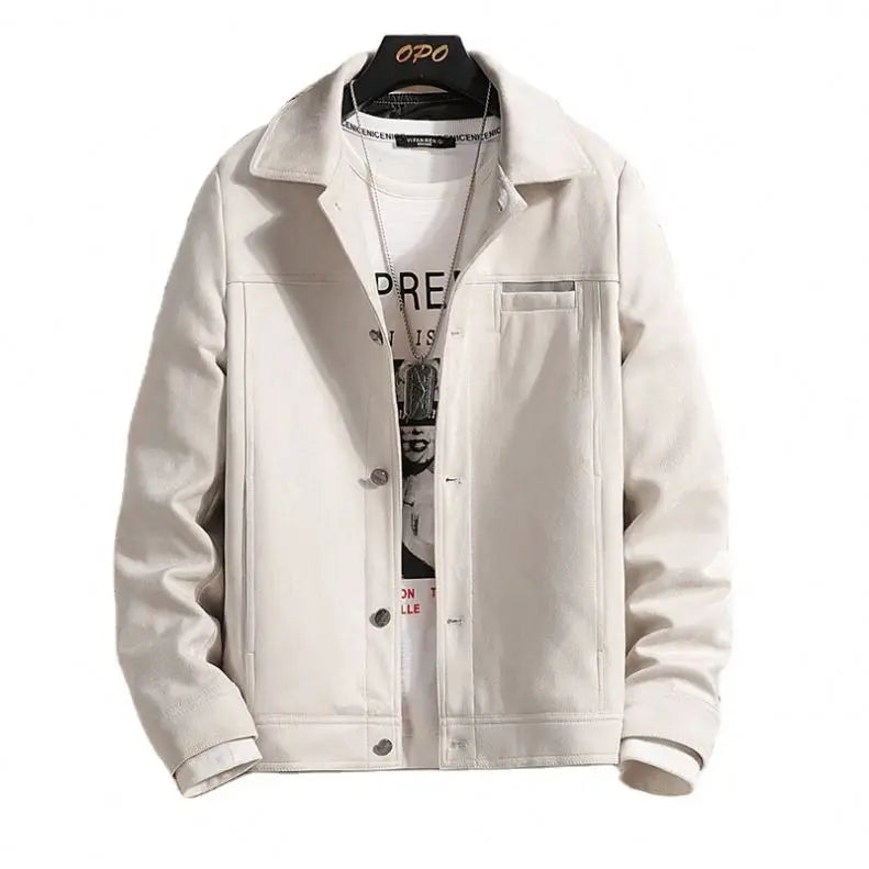 Wholesale Custom Logo Fashion Unisex Leather Denim Jackets Suede Fabric Men's Casual Slim Jean Jacket Coats