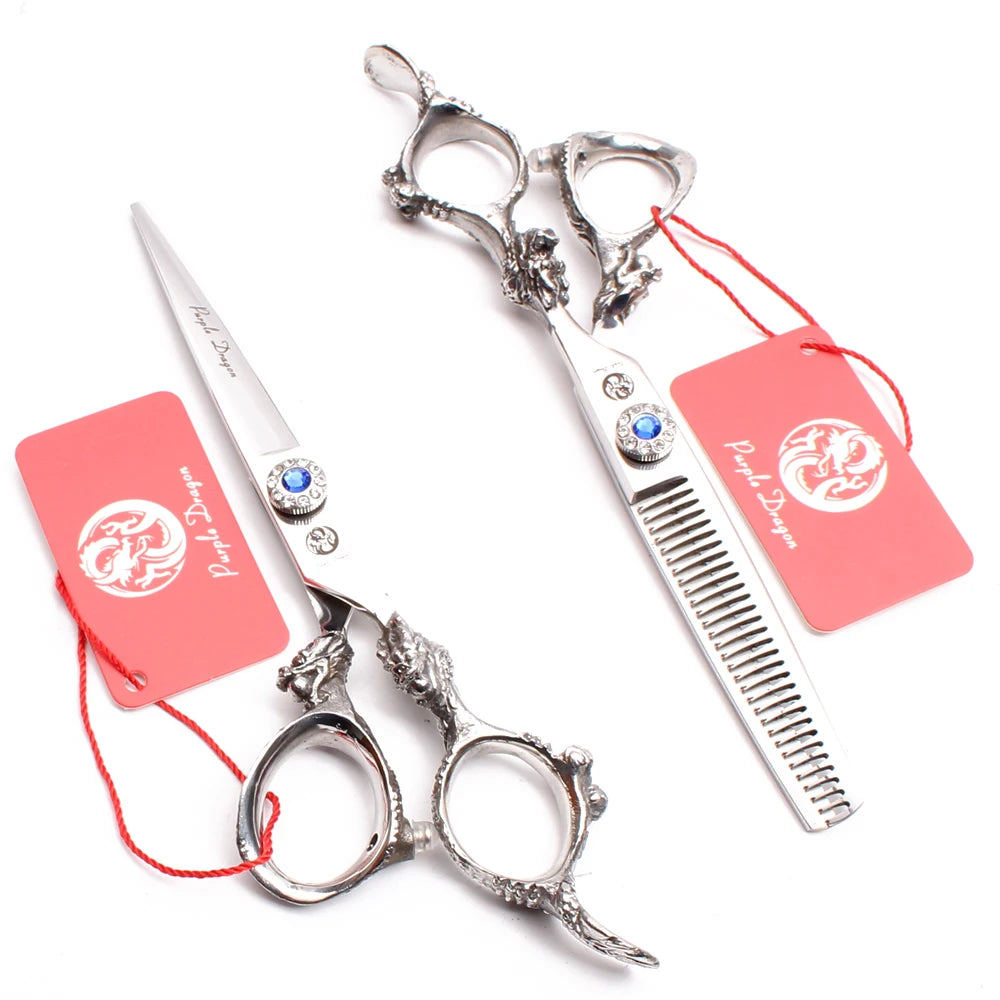 Hair Scissors 5.5" 6.0" 440C Purple Dragon Hairdressing Scissors Cutting Shears Hair Thinning Shears Professional Scissors Z9004