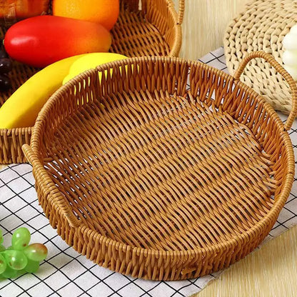 Rattan Storage Basket Woven Storage Desktop Snacks Dried Fruit Snacks Fruit Wedding Tray Storage Basket Dinner Plate