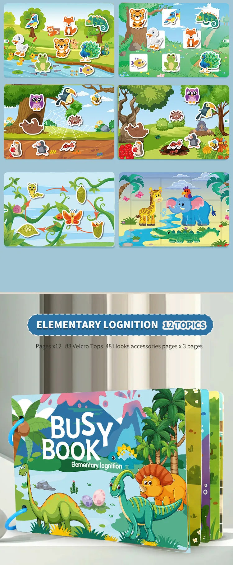 Montessori Educational Toys Preschool Kindergarten Learning Busy Book Sticker Activities for Kids Picture Books XH XHCP-241105