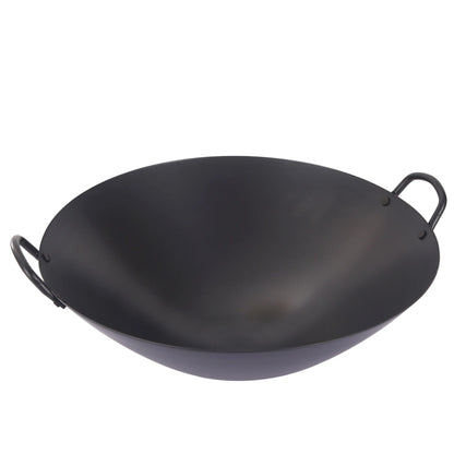 Extra Thick Nitrided Cast Iron Frying Pan Wood Grain Handle Tempered Glass Lid Non-Coated Non-Stick Surface CE Certified