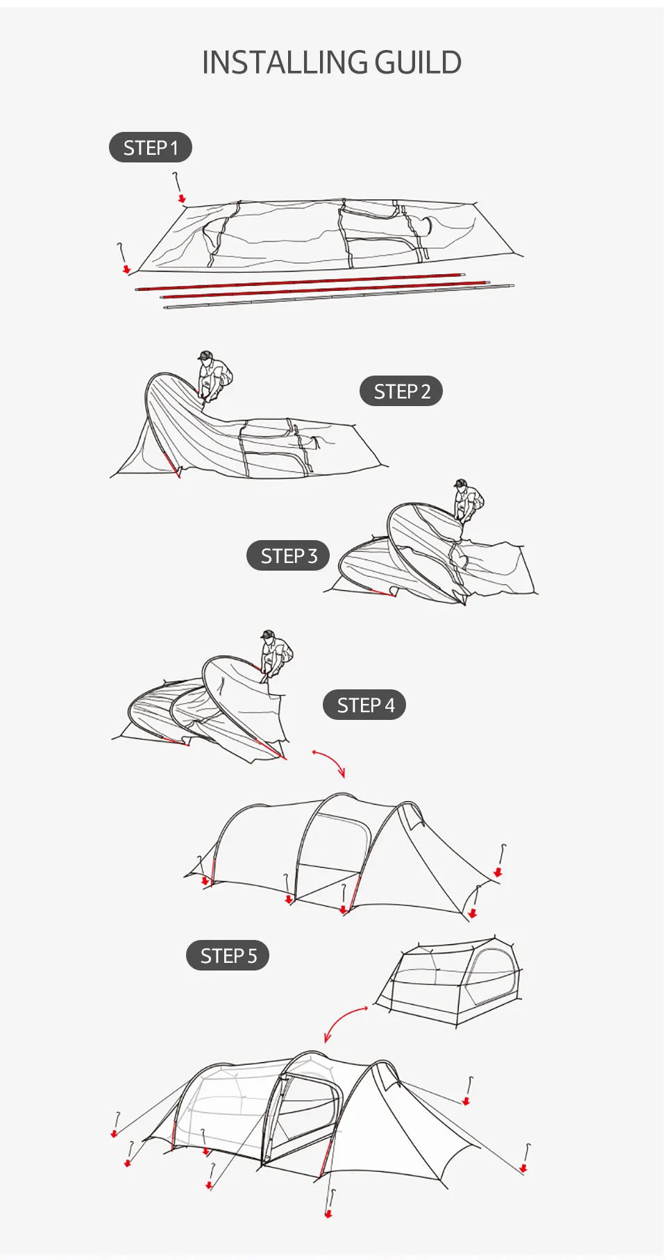 Naturehike Opalus 2 3 4 Tent 2 3 4 Person Hiking Tent 4 Season Tent Ultralight Family Travel Tent 20D Waterproof Camping Tent