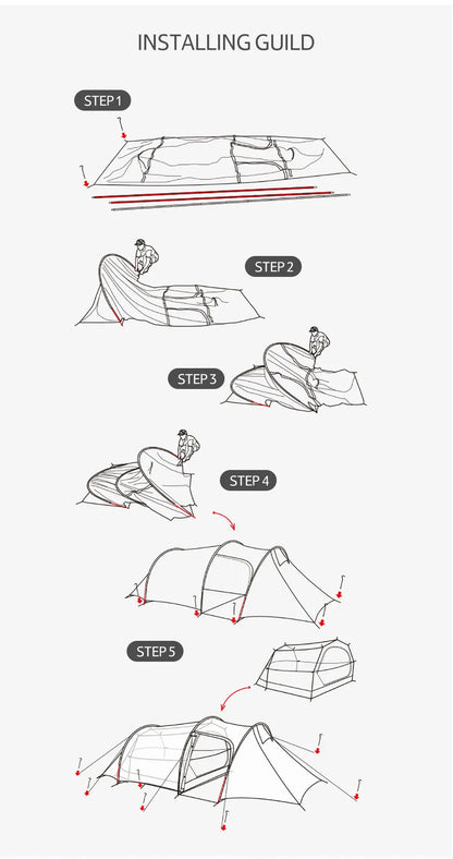 Naturehike Opalus 2 3 4 Tent 2 3 4 Person Hiking Tent 4 Season Tent Ultralight Family Travel Tent 20D Waterproof Camping Tent