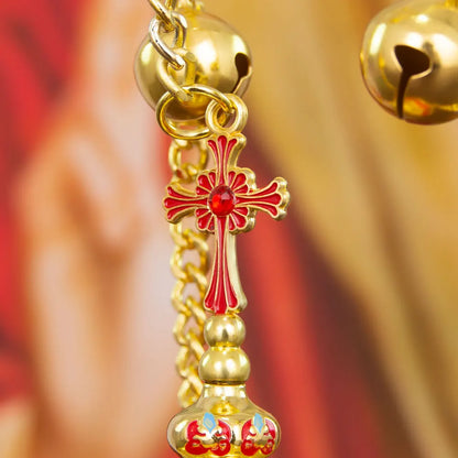 Handcrafted Orthodox Golden Censer with Vibrant Red Enamel Accents Liturgical Incense Burner for Church Ceremonies