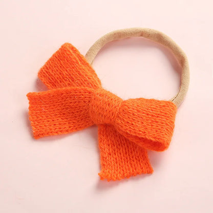 Cute Baby Hair Elastic Ties Bows with Knitted Wool Bow Rubber Band Ponytail Ties Headband for Infants Toddlers Girls Kids