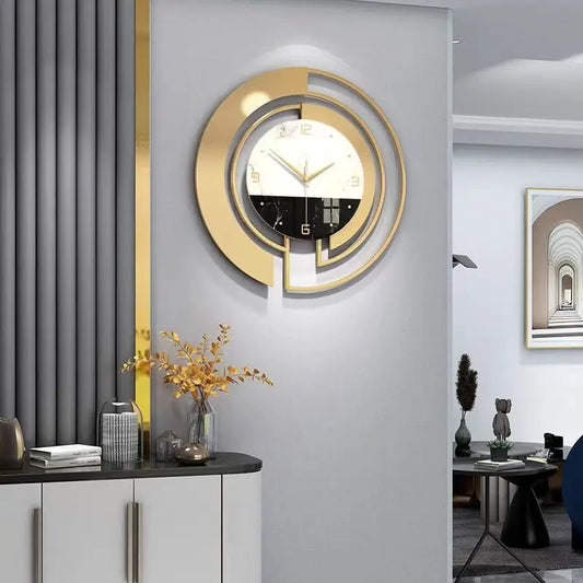 45CM High Gloss Glass Metal Home Decor Living Room Wall Clock Modern Silent Hanging Quartz Watch for Sale Dropshipping DDP
