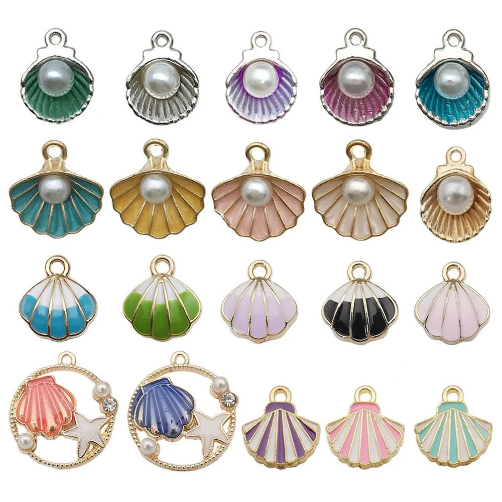 Hot Sale Natural Crafts Alloy Ocean Starfish Conch Seashell Enamel for DIY Nautical Jewelry Making Home Decoration