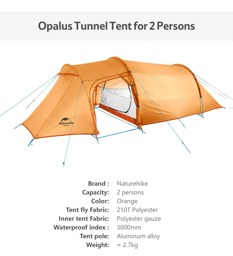 Naturehike Opalus 2 3 4 Tent 2 3 4 Person Hiking Tent 4 Season Tent Ultralight Family Travel Tent 20D Waterproof Camping Tent