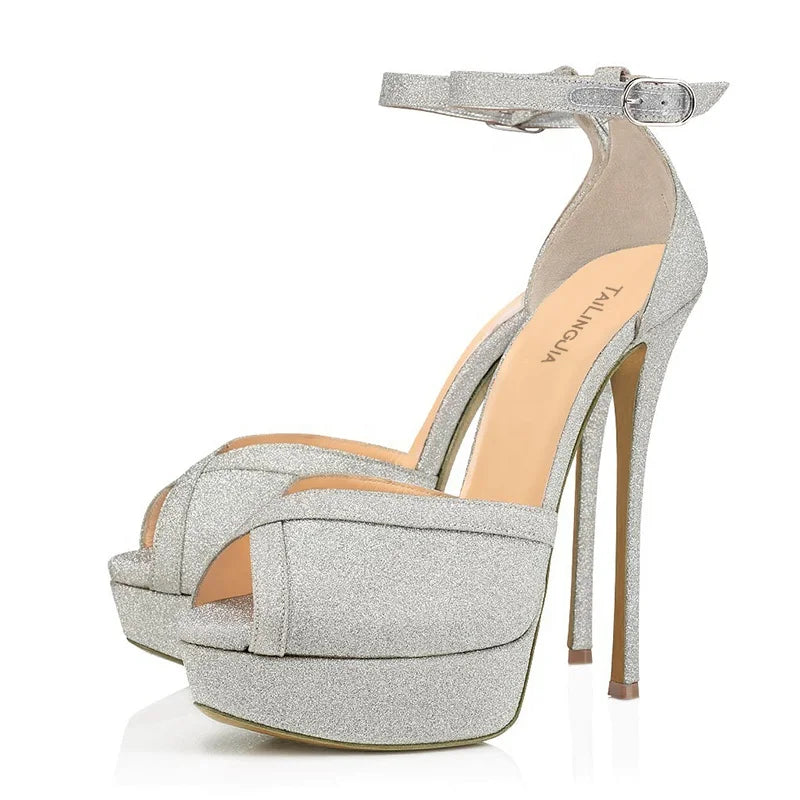 Large Size High Heels Ladies Shoes Peep Toe Platform Sandals for Women