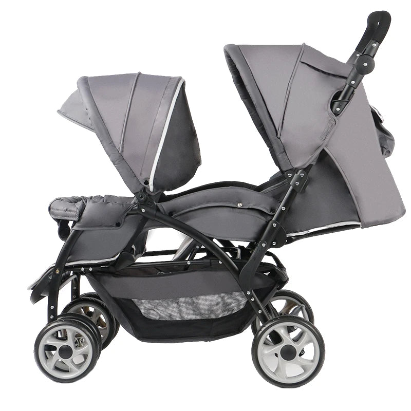 High Landscape Lightweight Linen Foldable New Style Double Seat Twins for 0-3 Years Baby Stroller 3 in 1