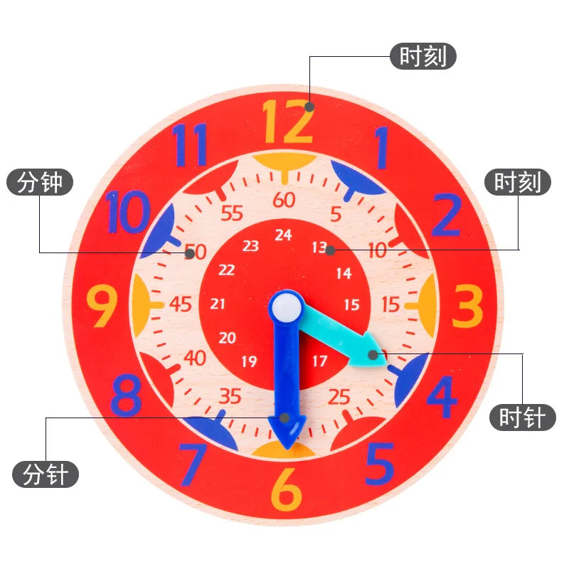 Children Montessori Wooden Clock Toys Hour Minute Second Cognition Colorful Clocks Toys for Kids Early Preschool Teaching Aids