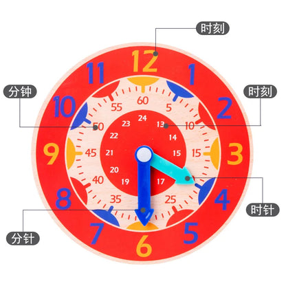 Children Montessori Wooden Clock Toys Hour Minute Second Cognition Colorful Clocks Toys for Kids Early Preschool Teaching Aids