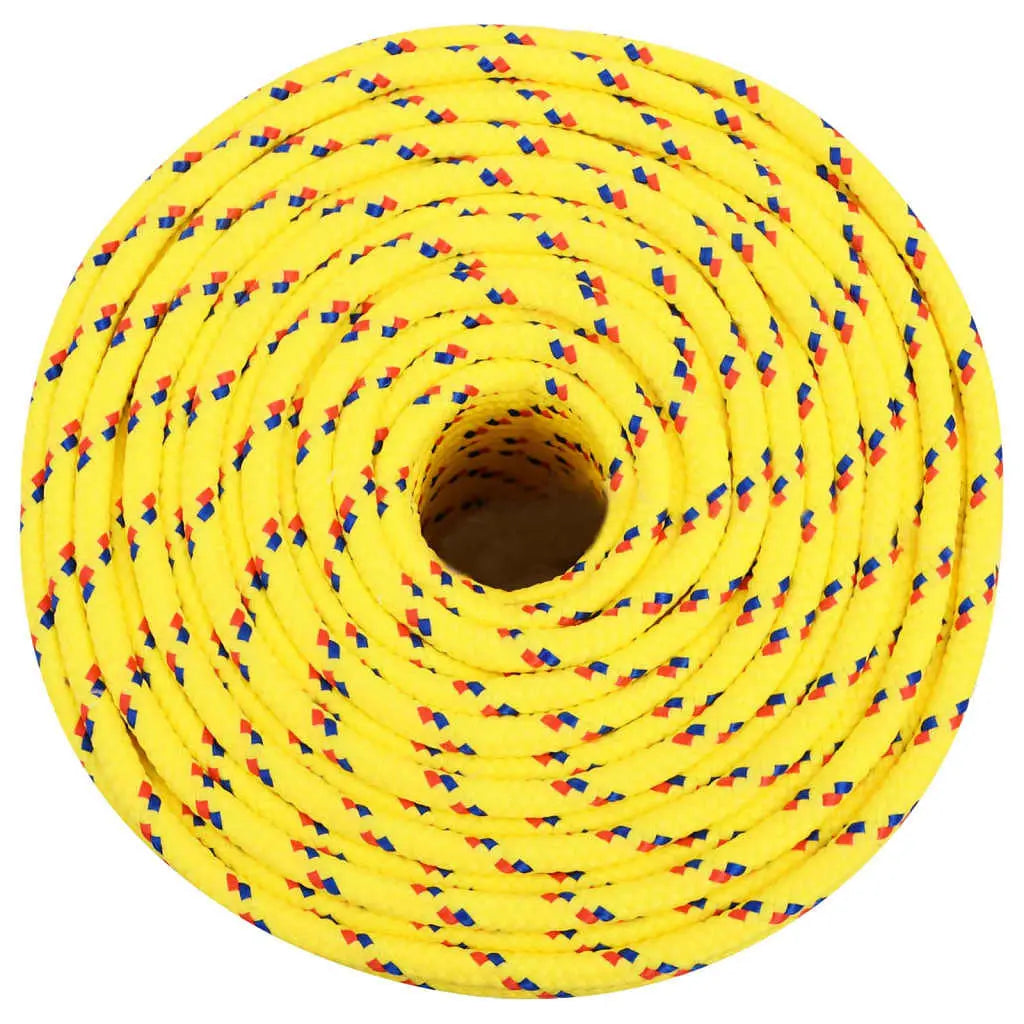 W2B VidaXL 0.31\" Yellow Boat Rope 82.0' Braided Polypropylene HDPE Polyethylene Nylon Polyester-Coiled Packing