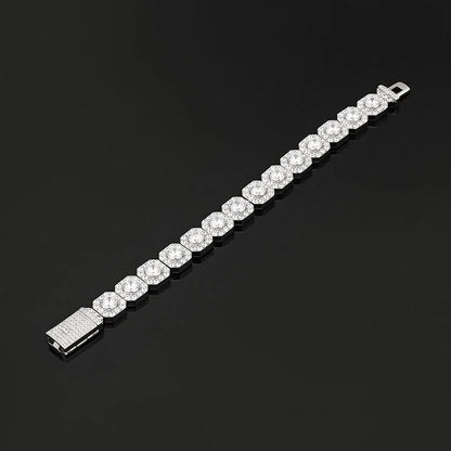 Nuoya 12mm Wholesale Hip Hop Bracelet for MenIced Out Chain 18k Gold Plated Clustered Tennis Bracelet