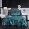 2025 Spring New Washed Silk 4PCS Bed Sheet Pink Plain Duvet Cover  with Floral Solid Cartoon Quilt Set