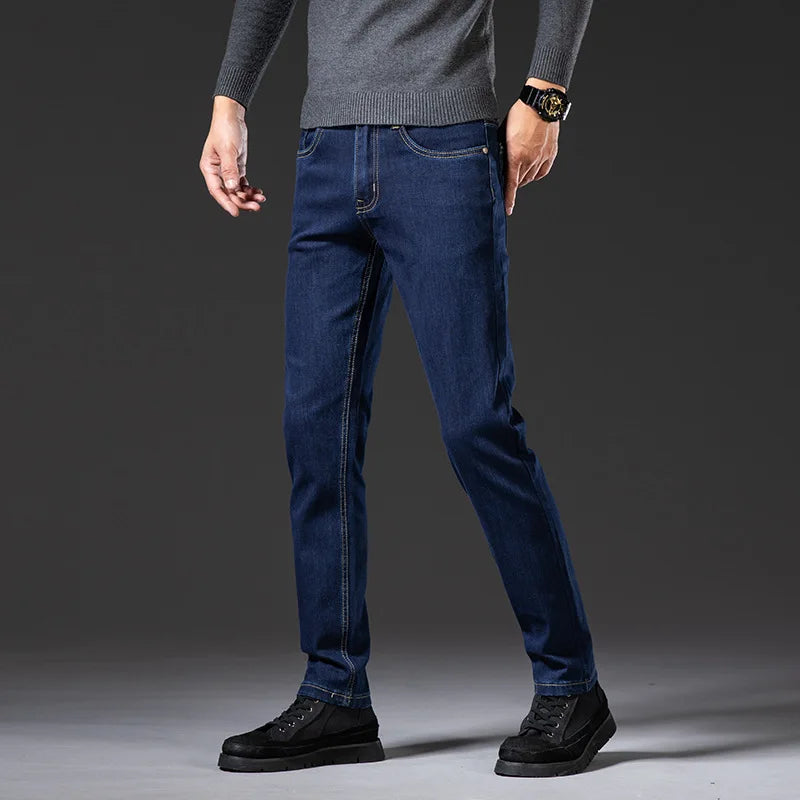 Herren-Jeans 2022 Großhandel Hochwertige Retro-Jeans in Schwarz für Herren, gewaschen, locker geschnitten, mit elastischem Bund