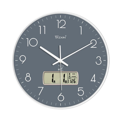 Modern Round ABS High Quality Plastic Multifunctional LCD Analog Scenic Electric Living Room Sports Wall Clock Large Display