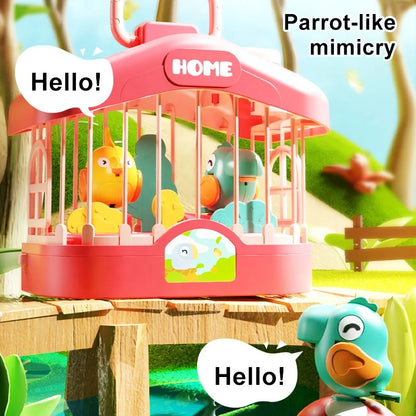 Talking Birdcage Fish Cistern Children Early Education Voice Control Induction Simulation Bird With Light Music Educational Toy