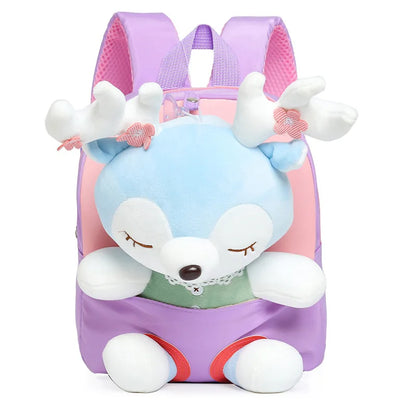 Cartoon Kids Detachable Backpack Schoolbag Plush Backpacks Deer Plush Custom Animal Elk Plush Backpack