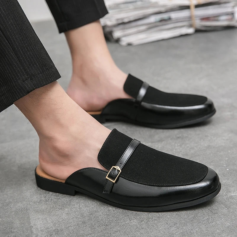 Size 38-48 Fashion Design Comfortable Summer Backless Dress Shoes Men Mules Casual Home Slippers