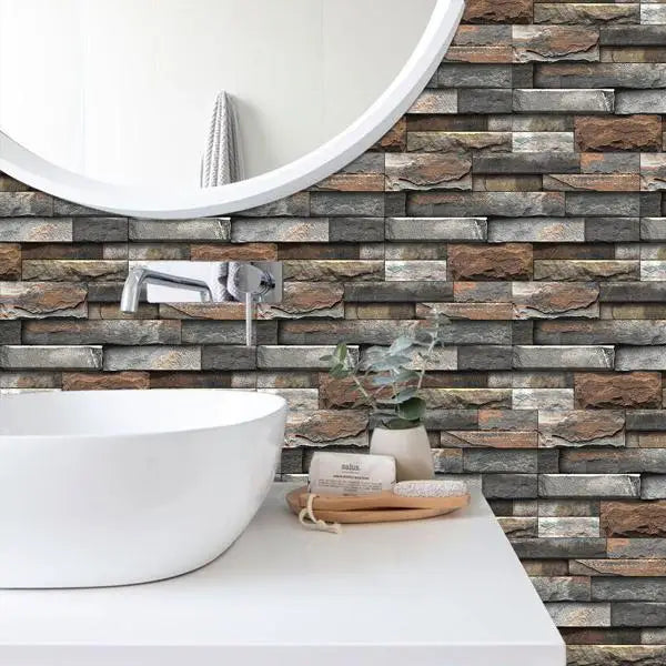 Dark Brown Marble Geometric Peel Stick Wallpaper PVC Self-Adhesive Waterproof Easy Installation Kitchen Bathroom Backsplash 5+