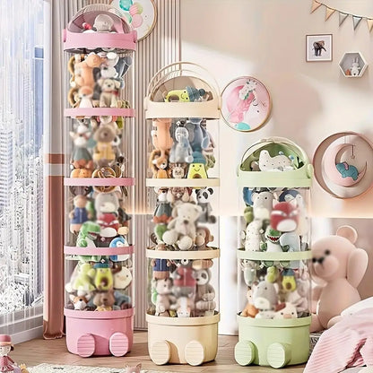 Optimal Storage 4-Tier Stackable Plush Toy Storage Box Drawer Clear PET Material Zipper Lid 3.2 Cubic Feet Capacity Made China