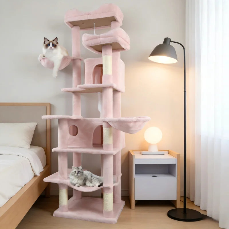 [Out of stock] Multi Level Pink Cat Furniture with Condo Hammock American in Stock Free Shipping Activity Center for Indoor Cats