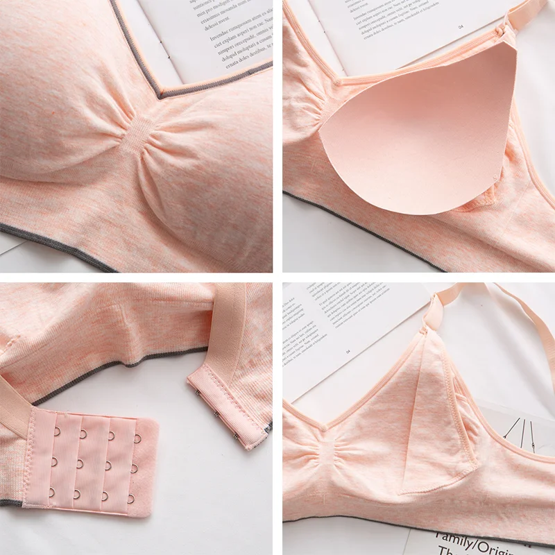 Wholesale LOGO Custom Modal Heart Pattern Front Open Comfort No Steel Ring Maternity Nursing Bra for Women