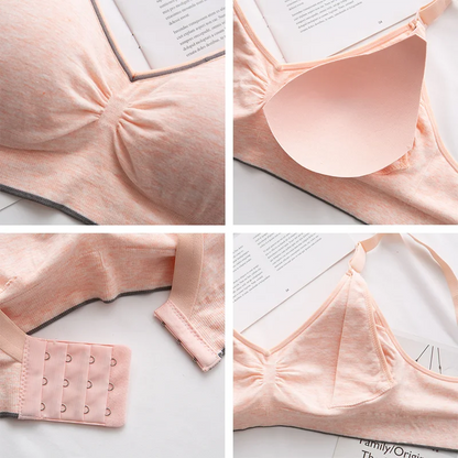 Wholesale LOGO Custom Modal Heart Pattern Front Open Comfort No Steel Ring Maternity Nursing Bra for Women