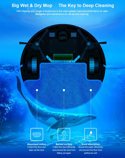 Liectroux M7S Robot Vacuum Cleaner,Smart Dynamic Navigation,4000Pa,Wet Mop,WiFi,Silent,Work with Alexa & Google Home