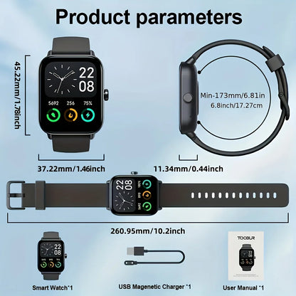 Smart Watch with Wireless Calling,1.83-Inch Full Touchscreen Wireless Smart Watch, Men and Women Smartwatch Answer Make Calls