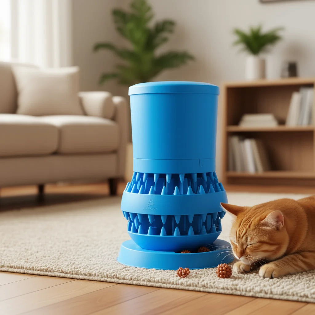 Elegate Mas.05.2 Manual Pet Feeder Ball Rounded Dogs Cats Plastic Interactive Food Dispensing Toy Indoor Use Solid Blue Co