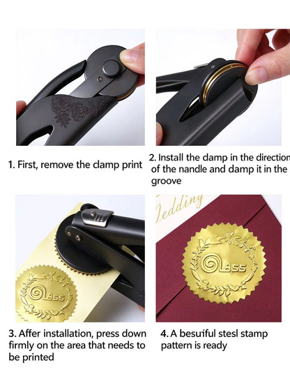 Official Seal Embosser Custom Embosser Stamp Handheld Corporate Seal Wedding Standard Simple Embossing Stamps