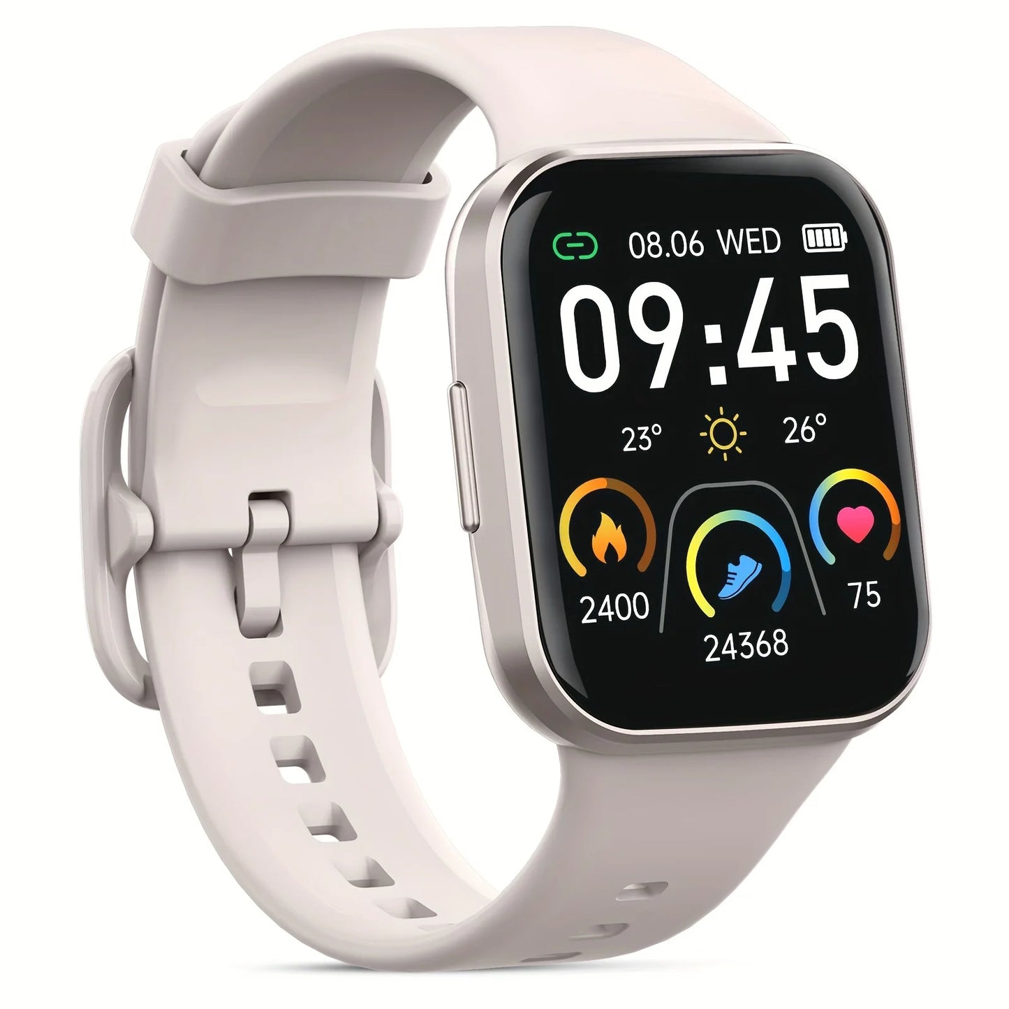 Smartwatch Features a 1.69" HD Color Display, Offers 25 Sports Modes, Includes a Fitness Tracker with Sleep Monitoring, and Is