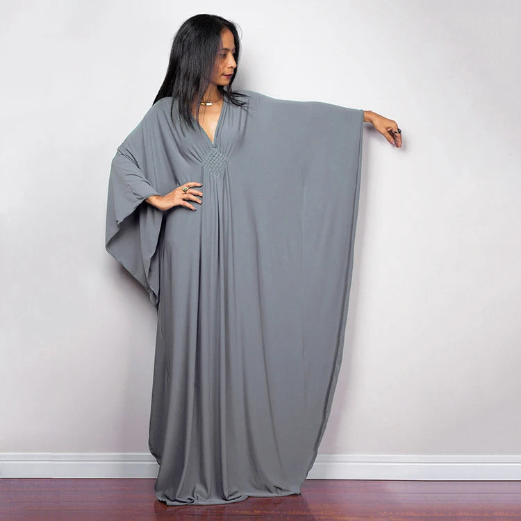 Trendy Design Knot Beach Maxi Dresses Solid V Neck Women Dress Clothing