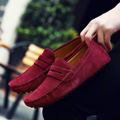 Men Casual Shoes Fashion Pea Shoes Handmade Suede Genuine Leather  Loafers Moccasins Slip on Men's Flats Driving Shoes Big Size