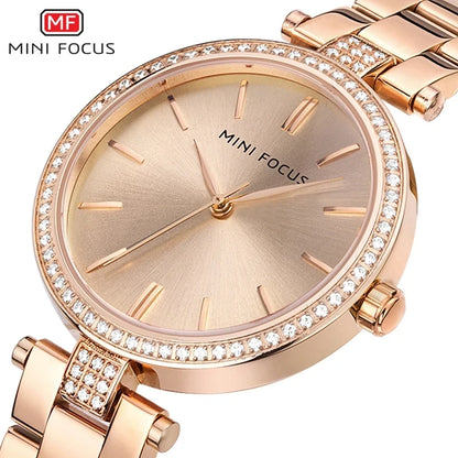 MINI FOCUS MF0039L Quartz Watch Design Luxury Waterproof Factory Alloy Case Stainless Steel / Leather Strap for Women Daily Use