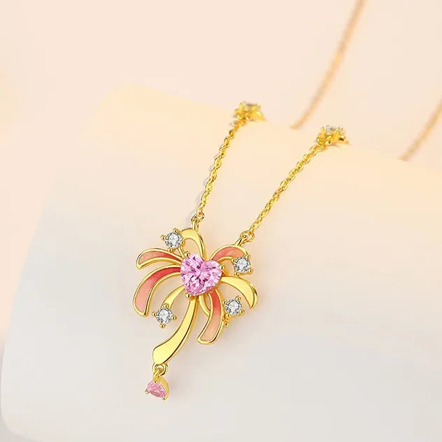 Brilliant Fireworks Necklace for Women, S925 Sterling Silver, Exudes a Niche Charm and a Sense of High-end Enamel Luminescent