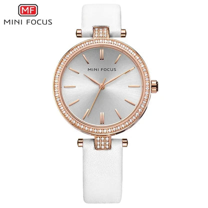 MINI FOCUS MF0039L Quartz Watch Design Luxury Waterproof Factory Alloy Case Stainless Steel / Leather Strap for Women Daily Use